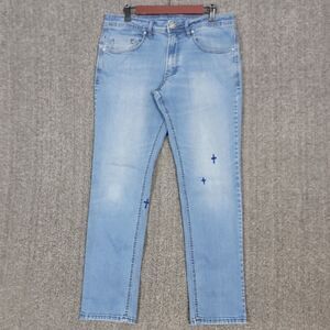 Buffalo David Bitton Jeans Mens 34x30* Blue Axel Slim Stretch Denim Crosses